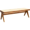 Pamono 057 Civil Bench in Wood and Woven Viennese Cane by Pierre Jeanneret for Cassina Clearance