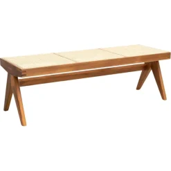 Pamono 057 Civil Bench in Wood and Woven Viennese Cane by Pierre Jeanneret for Cassina Clearance
