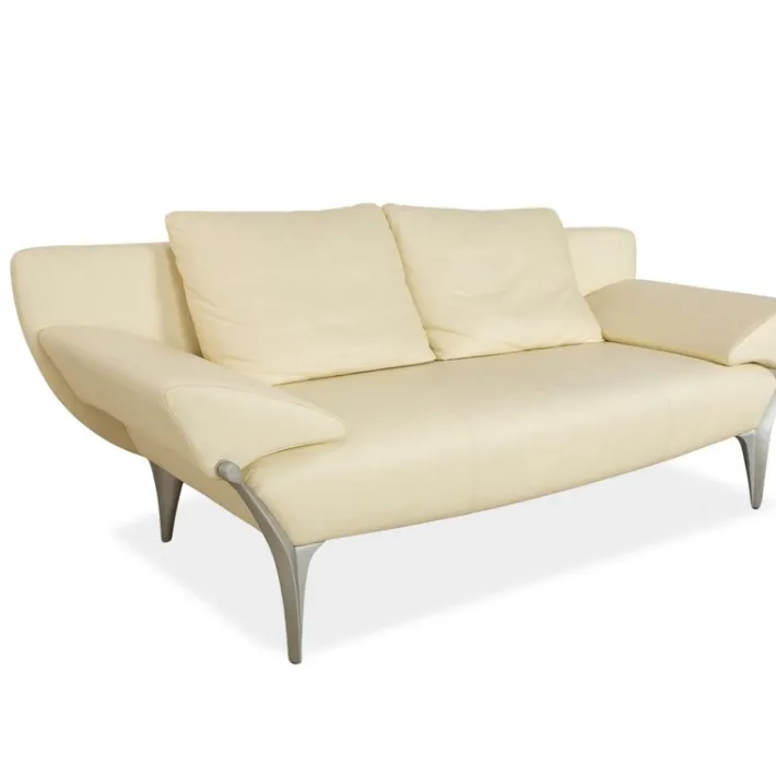 Pamono 1600 Two-Seater Cream Sofa in Leather from Rolf Benz Hot