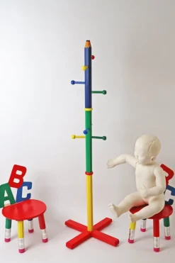 Pamono ABC Children's Chairs and Pencils Coat Rack, France 1980s, Set of 3 Sale