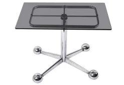 Pamono Adjustable Coffee Table in Chrome & Smoked Glass with Wheels from Allegri Arredamenti, 1970s Clearance