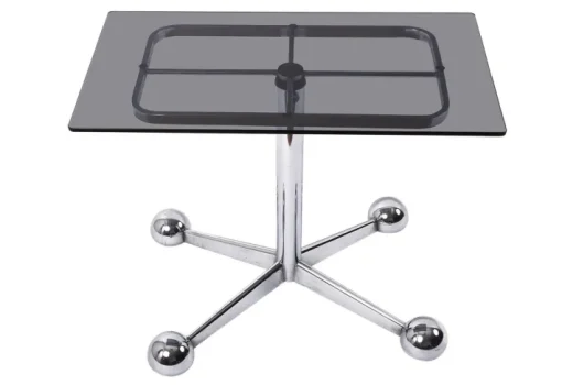 Pamono Adjustable Coffee Table in Chrome & Smoked Glass with Wheels from Allegri Arredamenti, 1970s Clearance