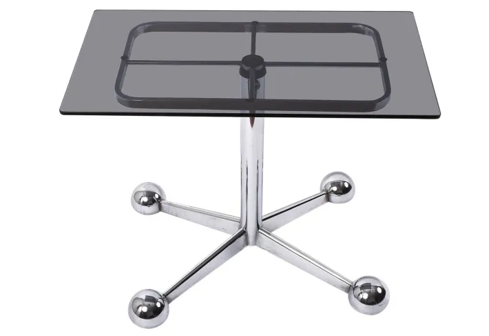 Pamono Adjustable Coffee Table in Chrome & Smoked Glass with Wheels from Allegri Arredamenti, 1970s Clearance