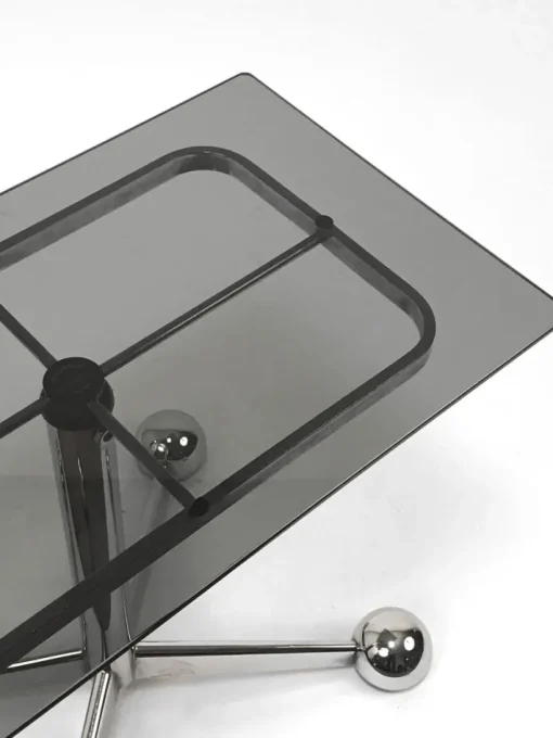 Pamono Adjustable Coffee Table in Chrome & Smoked Glass with Wheels from Allegri Arredamenti, 1970s Clearance