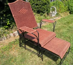 Pamono Adjustable Wicker and Metal Garden Lounge Chair, 1960s Clearance
