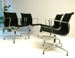 Pamono Aluminum Chairs in Hopsak Black by Charles and Ray Eames for Vitra, Set of 4 Discount