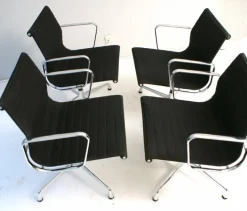 Pamono Aluminum Chairs in Hopsak Black by Charles and Ray Eames for Vitra, Set of 4 Discount