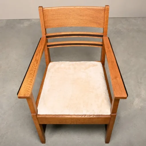 Pamono Amsterdam School Art Deco Armchairs in Oak and Almond Fabric, 1930s, Set of 2