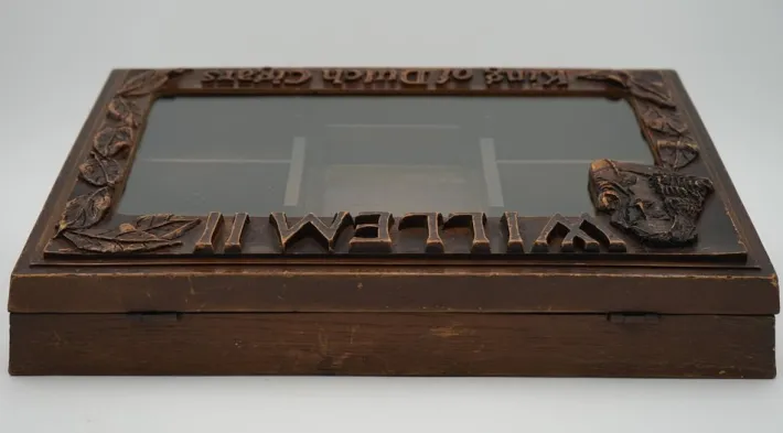 Pamono Antique Anglo-Dutch Willem II Cigar Shop Counter Display Cabinet in Glazed Oak Online
