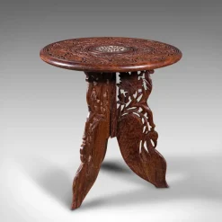 Pamono Antique Anglo-Indian Fold Away Circular Side Table