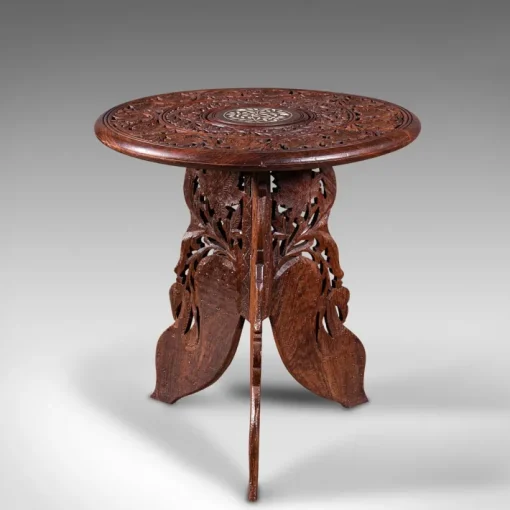 Pamono Antique Anglo-Indian Fold Away Circular Side Table