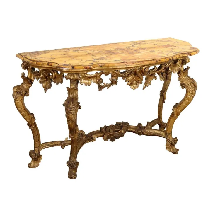 Pamono Antique Baroque Console Table in Gilded Wood