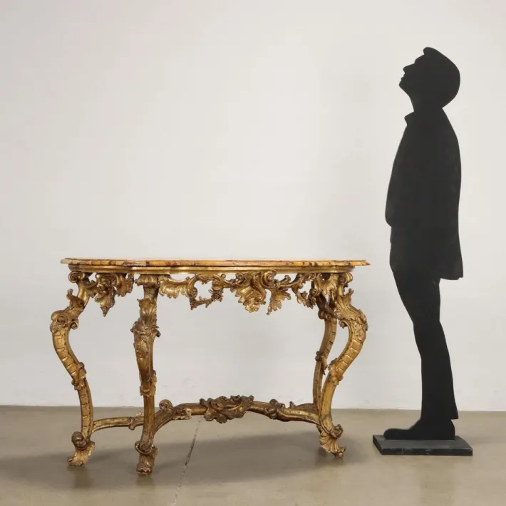 Pamono Antique Baroque Console Table in Gilded Wood