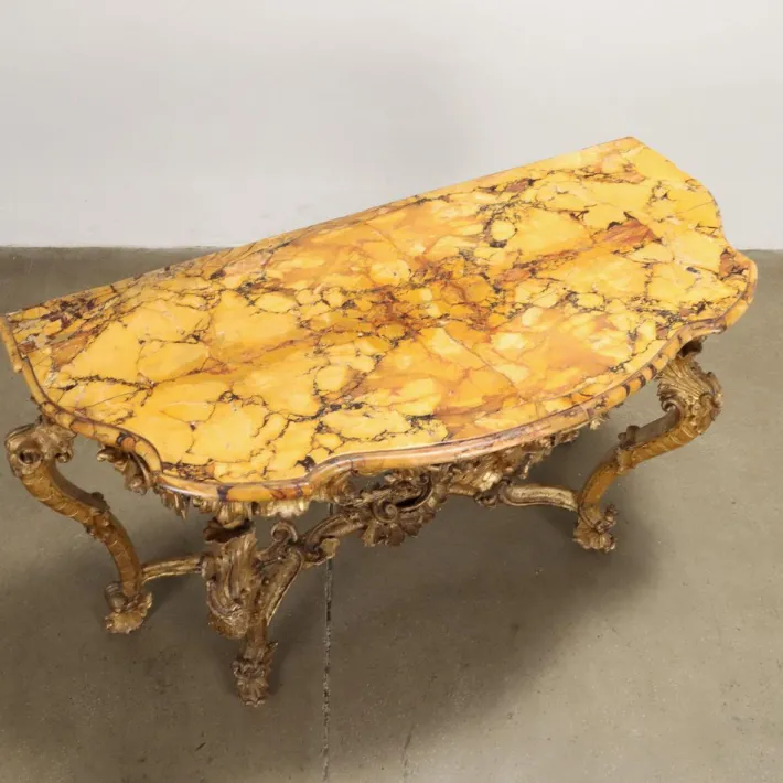 Pamono Antique Baroque Console Table in Gilded Wood