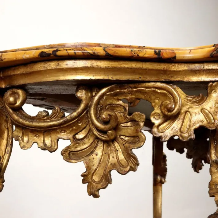 Pamono Antique Baroque Console Table in Gilded Wood