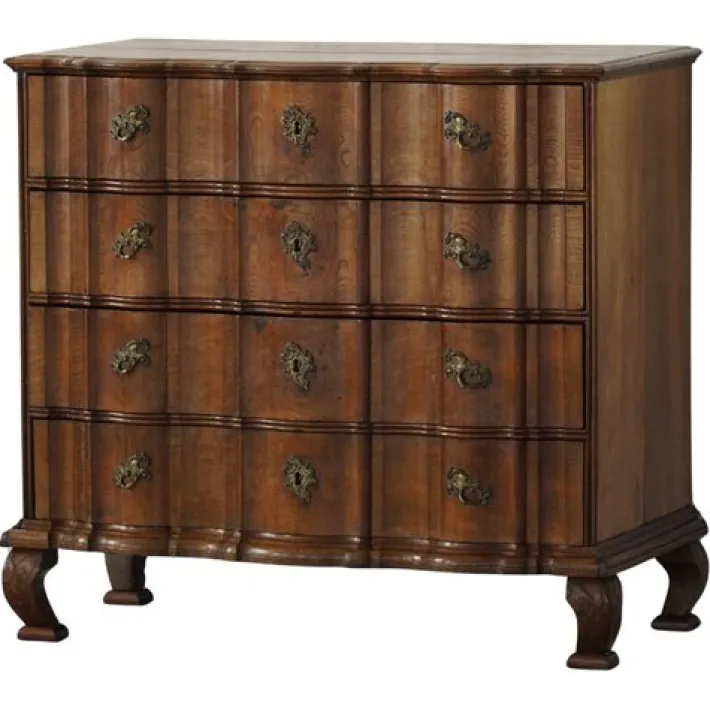 Pamono Antique Baroque Oak Chest of Drawers with Cabriole Legs, Late 18th Century Hot