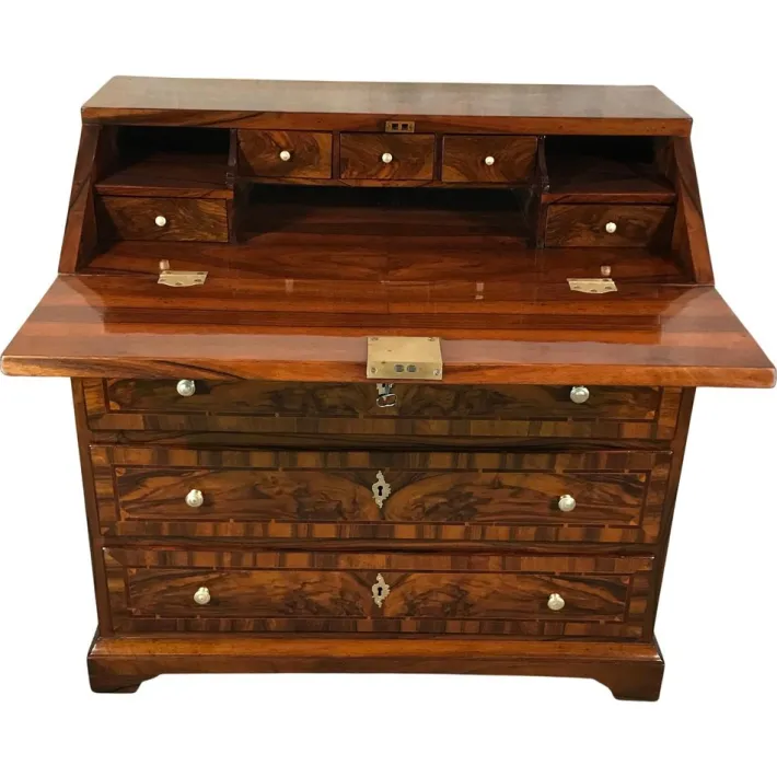Pamono Antique Baroque Walnut Secretary, Germany, 1750s