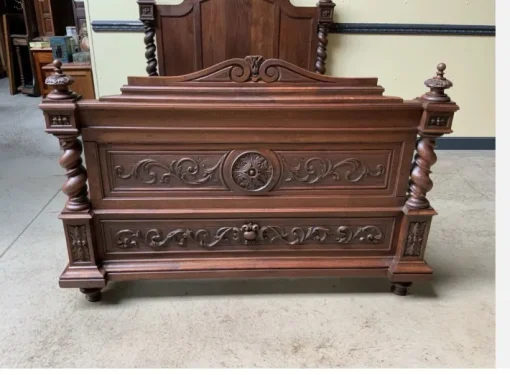 Pamono Antique Bed in Solid Oak New