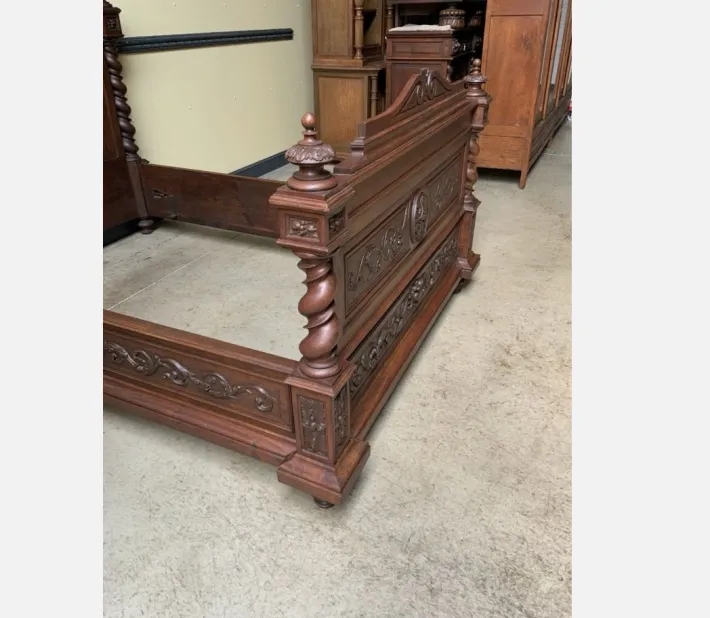 Pamono Antique Bed in Solid Oak New