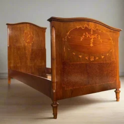 Pamono Antique Bed in Walnut Inlaid New