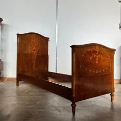 Pamono Antique Bed in Walnut Inlaid New