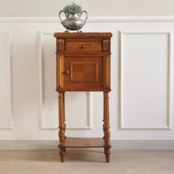 Pamono Antique Bedside Table with Marble Top and Marble Lining, 1890s Sale
