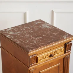 Pamono Antique Bedside Table with Marble Top and Marble Lining, 1890s Sale