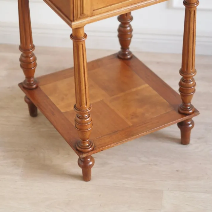 Pamono Antique Bedside Table with Marble Top and Marble Lining, 1890s Sale