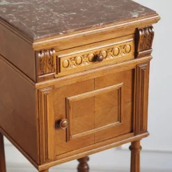 Pamono Antique Bedside Table with Marble Top and Marble Lining, 1890s Sale