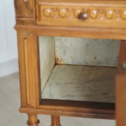 Pamono Antique Bedside Table with Marble Top and Marble Lining, 1890s Sale