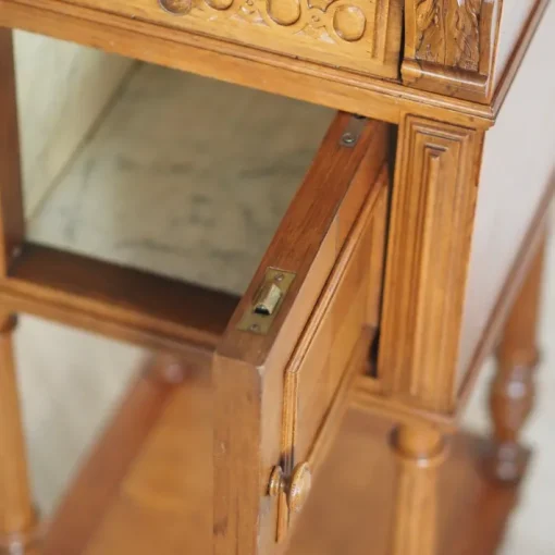 Pamono Antique Bedside Table with Marble Top and Marble Lining, 1890s Sale