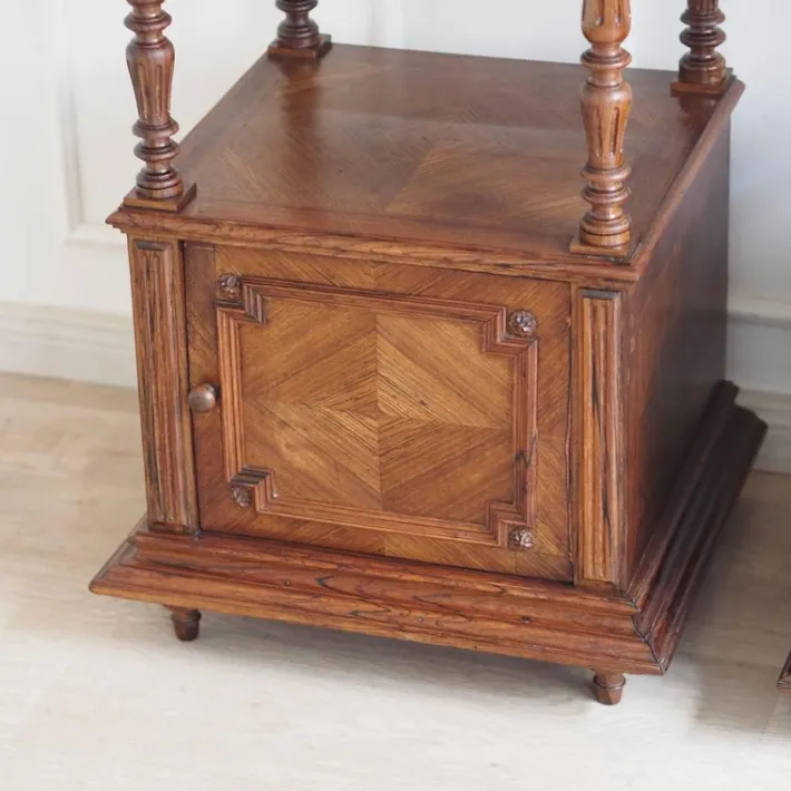 Pamono Antique Bedside Tables with Marble Tops and Columns, 1890, Set of 2 Discount