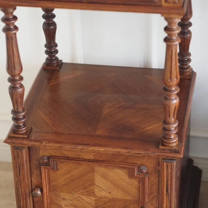 Pamono Antique Bedside Tables with Marble Tops and Columns, 1890, Set of 2 Discount