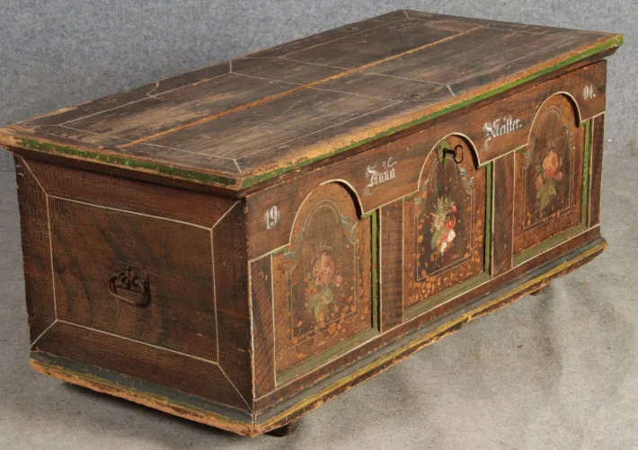 Pamono Antique Bevelled Softwood Chest, 1900 Best
