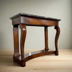 Pamono Antique Biedermeier Console in Walnut & Marble Discount