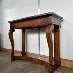 Pamono Antique Biedermeier Console in Walnut & Marble Discount