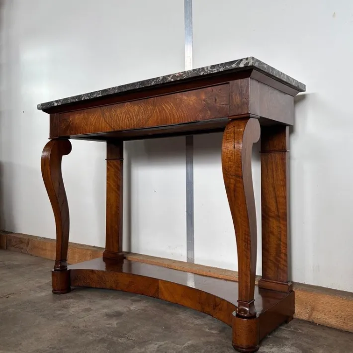 Pamono Antique Biedermeier Console in Walnut & Marble Discount