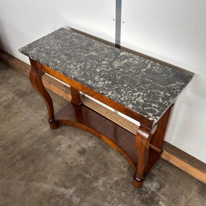 Pamono Antique Biedermeier Console in Walnut & Marble Discount