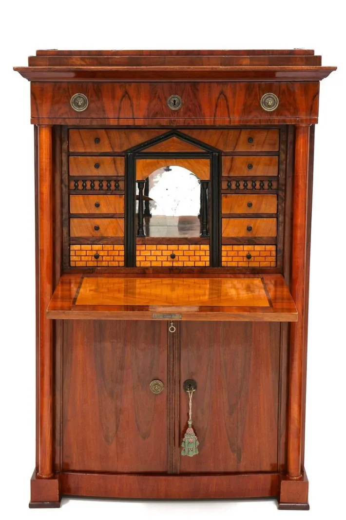 Pamono Antique Biedermeier Nutwood Secretary, 1825 Sale