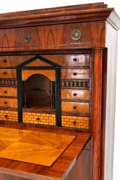 Pamono Antique Biedermeier Nutwood Secretary, 1825 Sale