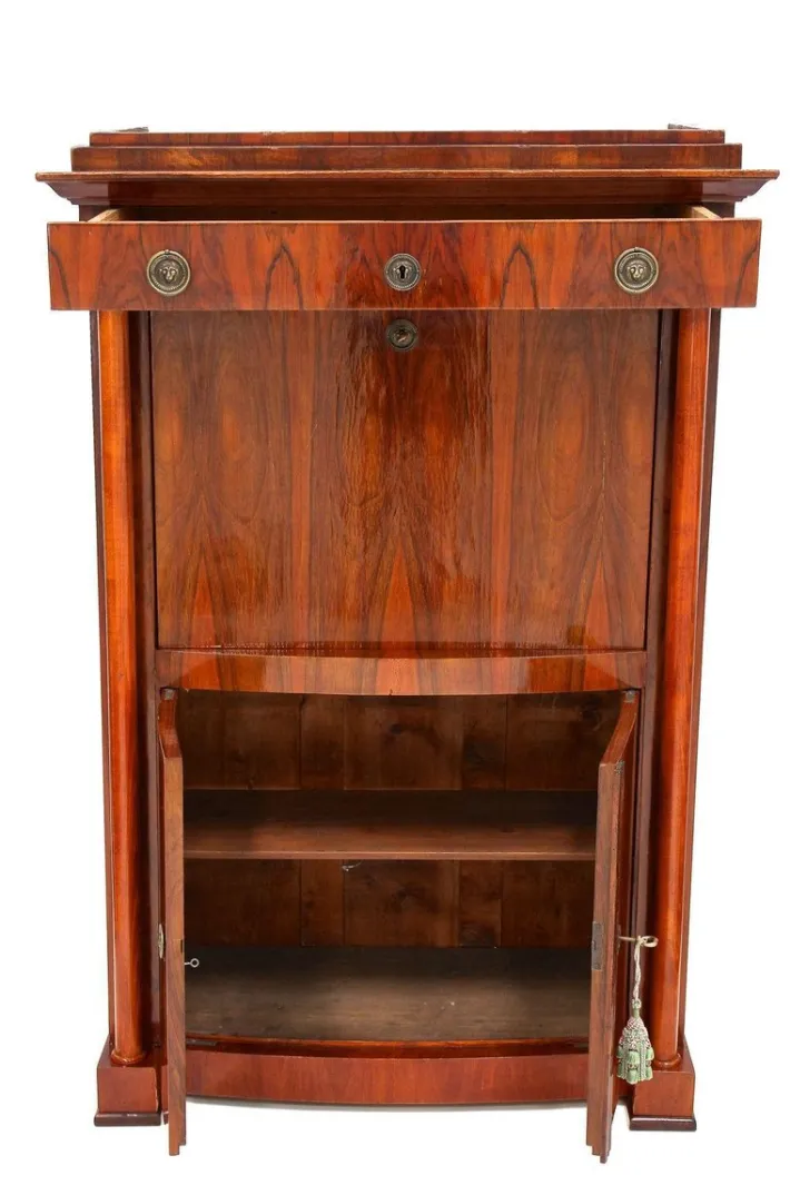 Pamono Antique Biedermeier Nutwood Secretary, 1825 Sale