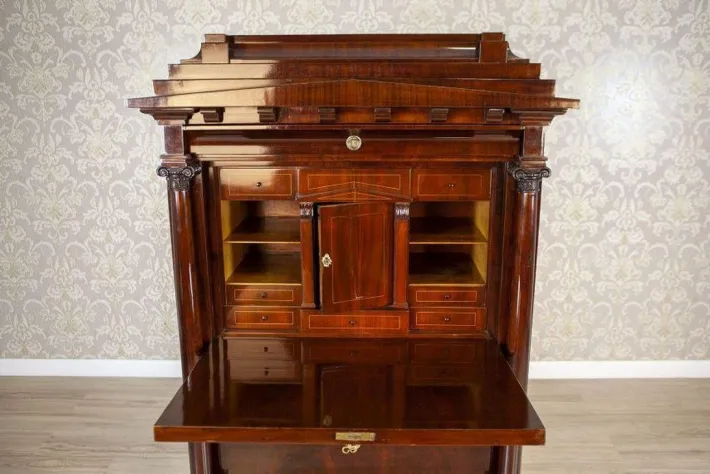 Pamono Antique Biedermeier Secretary with Mahogany, 1840 New