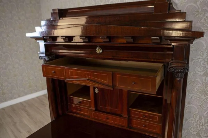 Pamono Antique Biedermeier Secretary with Mahogany, 1840 New