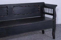Pamono Antique Black Painted Pine Box Bench, Late 19th Century Hot