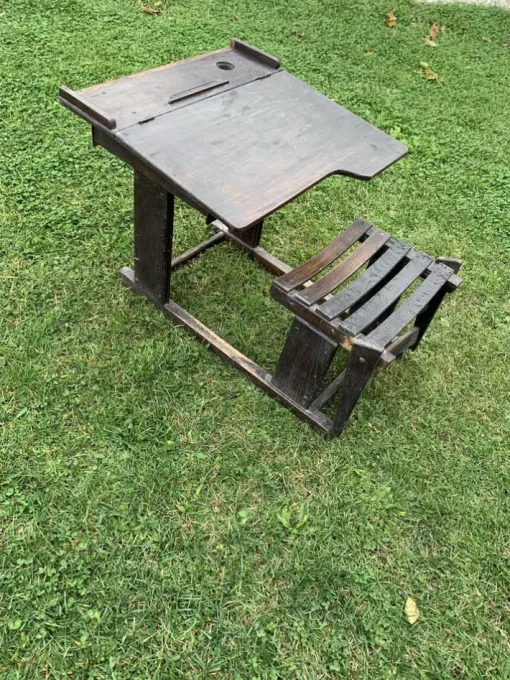 Pamono Antique Brown Painted Children's School Bench and Desk, 1920s New