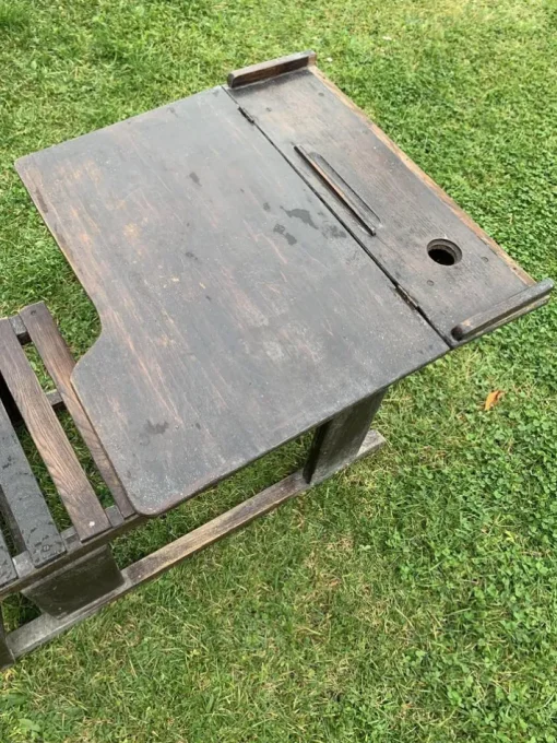 Pamono Antique Brown Painted Children's School Bench and Desk, 1920s New