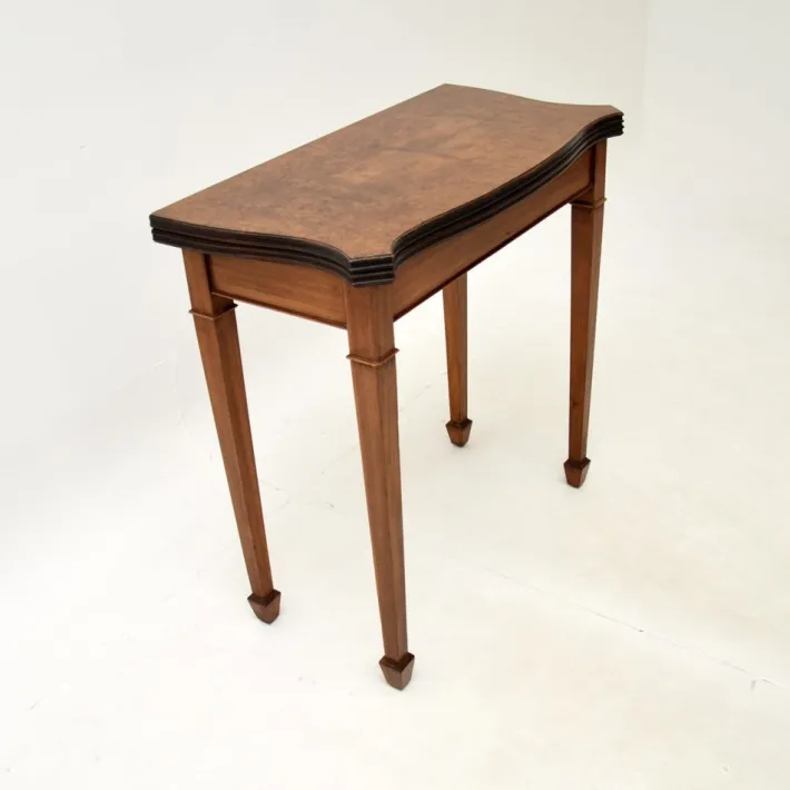 Pamono Antique Burr Walnut Console Table, 1950s