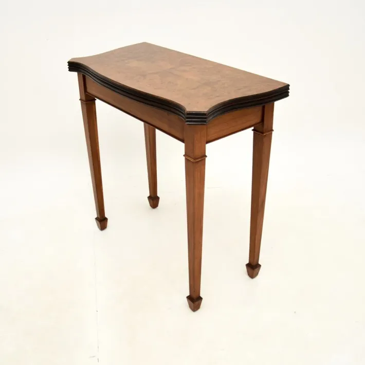 Pamono Antique Burr Walnut Console Table, 1950s