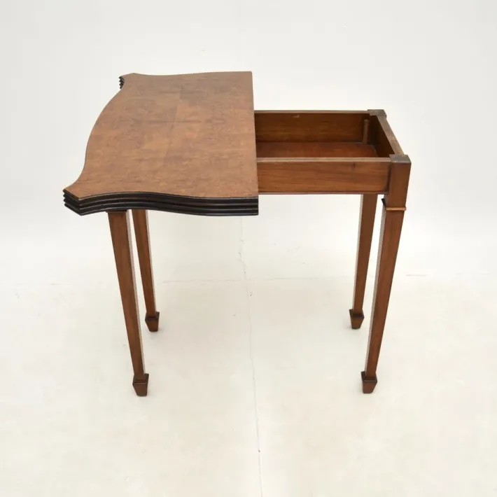 Pamono Antique Burr Walnut Console Table, 1950s