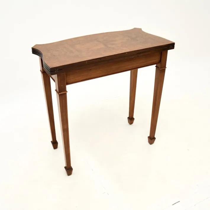 Pamono Antique Burr Walnut Console Table, 1950s